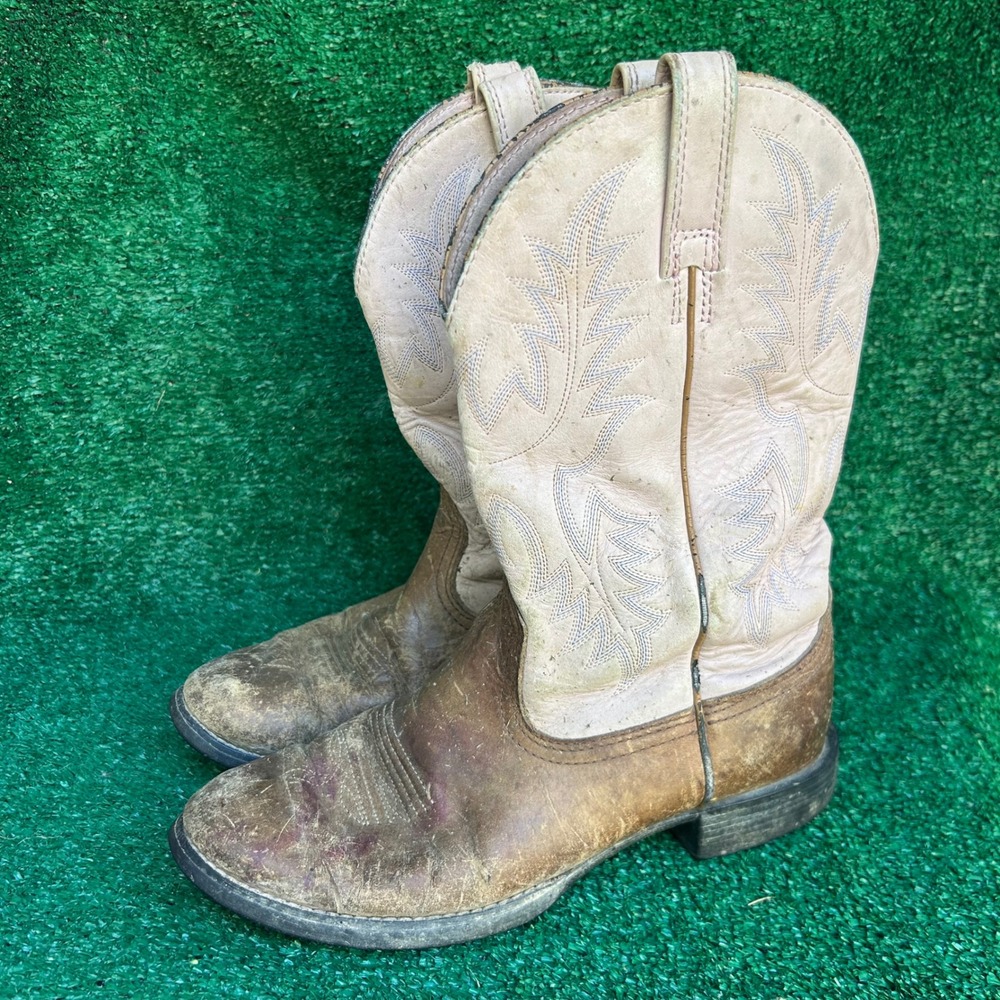 Ariat Fatbaby Western Boots Womens 7.5 B Distressed Brown Pink Leather Round Toe